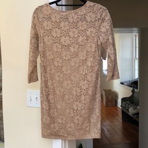 Mini Dress Lace Forever 21 Long Sleeve Tan L